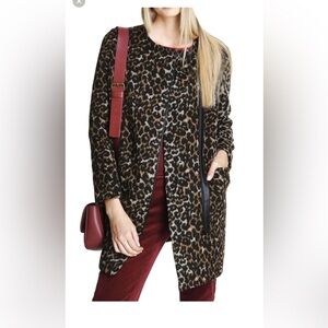 Joe Fresh faux fur soft Leopard Print Coat Winter Jacket Size M